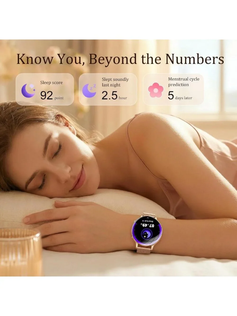 Lightweight Rose Gold Smartwatch for Women - 1.32” AMOLED, IP68 Waterproof